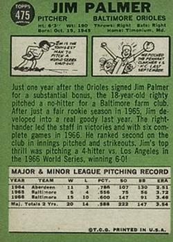 Jim Palmer  baseball card collectible - Main Image 2