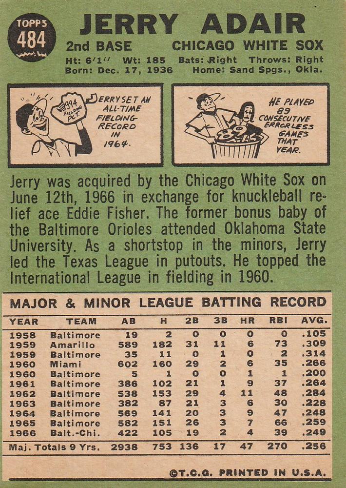 Jerry Adair  baseball card collectible - Main Image 2