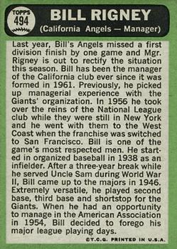 Bill Rigney  baseball card collectible - Main Image 2