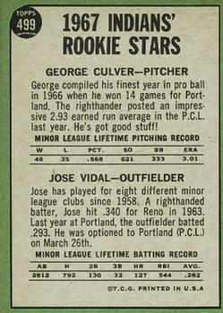 Indians 1967 Rookie Stars (George Culver / Jose Vidal)  baseball card collectible - Main Image 2