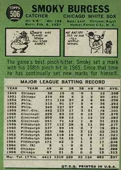 Smoky Burgess  baseball card collectible - Main Image 2