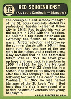 Red Schoendienst  baseball card collectible - Main Image 2