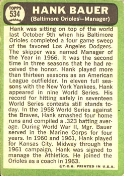 Hank Bauer  baseball card collectible - Main Image 2