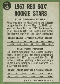 Red Sox 1967 Rookie Stars (Russ Gibson / Bill Rohr)  baseball card collectible - Main Image 2