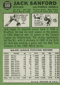 Jack Sanford  baseball card collectible - Main Image 2