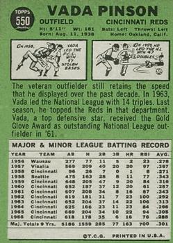 Vada Pinson  baseball card collectible - Main Image 2