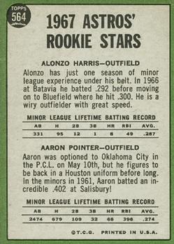 Astros 1967 Rookie Stars (Alonzo Harris / Aaron Pointer)  baseball card collectible - Main Image 2