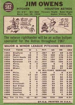 Jim Owens  baseball card collectible - Main Image 2