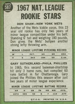 N. League Rookie Stars (Don Shaw / Gary Sutherland)  baseball card collectible - Main Image 2