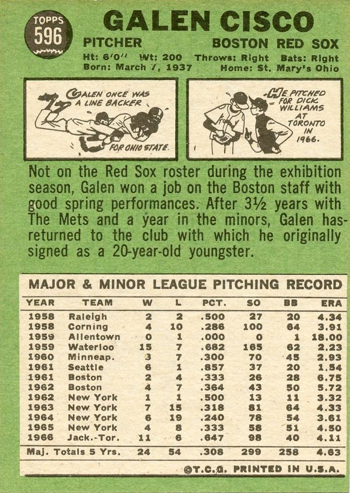 Galen Cisco  baseball card collectible - Main Image 2