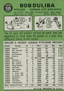 Bob Duliba  baseball card collectible - Main Image 2