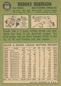 Brooks Robinson  baseball card collectible - Main Image 2