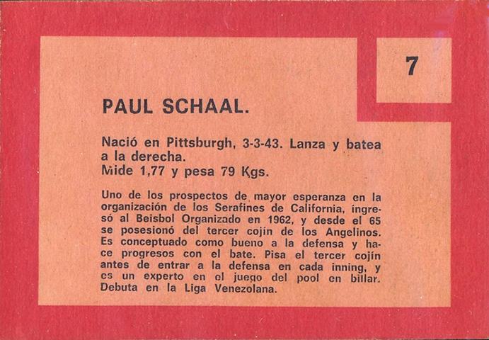Paul Schaal  baseball card collectible - Main Image 2