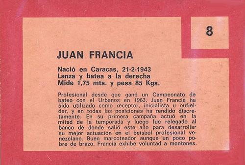 Juan Francia  baseball card collectible - Main Image 2