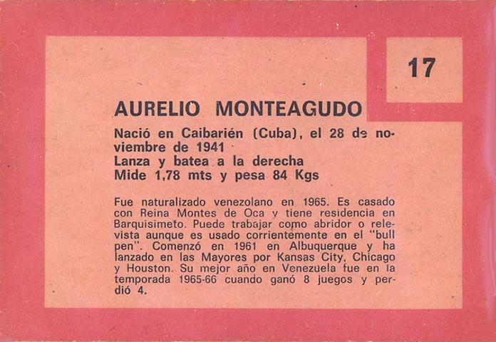 Aurelio Monteagudo  baseball card collectible - Main Image 2