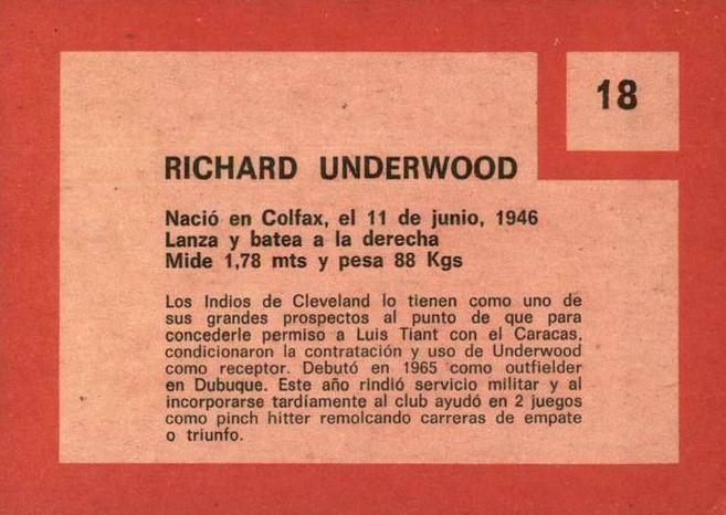 Richard Underwood  baseball card collectible - Main Image 2