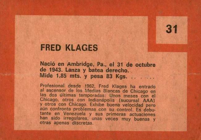 Fred Klages  baseball card collectible - Main Image 2