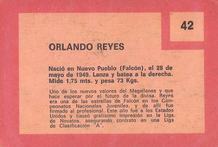 Orlando Reyes  baseball card collectible - Main Image 2