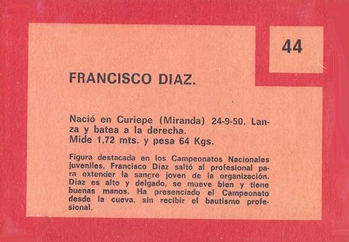 Francisco Diaz  baseball card collectible - Main Image 2