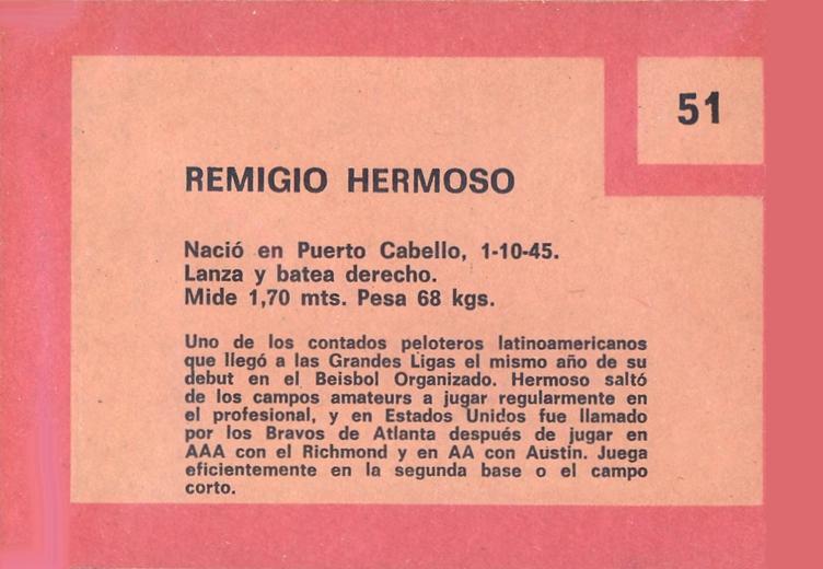 Remigio Hermoso  baseball card collectible - Main Image 2