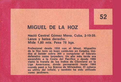 Miguel de la Hoz  baseball card collectible - Main Image 2