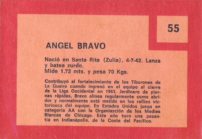 Angel Bravo  baseball card collectible - Main Image 2
