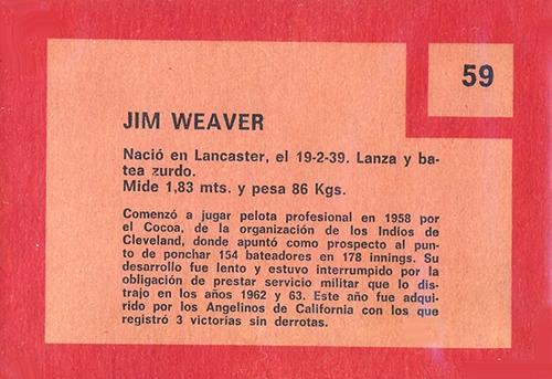 Jim Weaver  baseball card collectible - Main Image 2