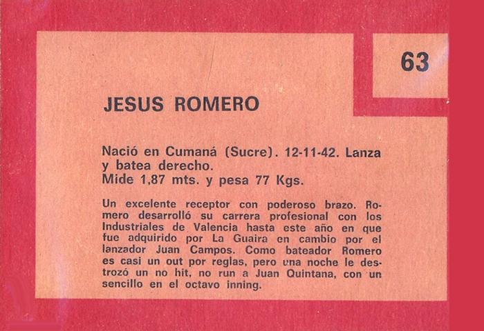 Jesus Romero  baseball card collectible - Main Image 2