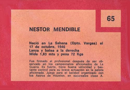 Nestor Mendible  baseball card collectible - Main Image 2