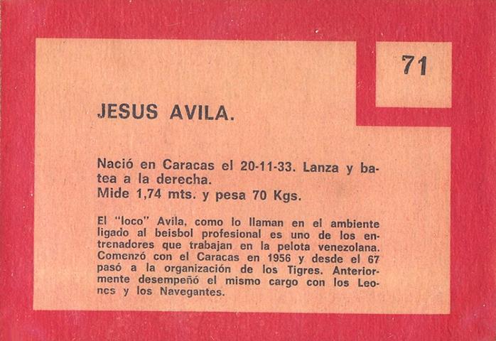 Jesus Avila  baseball card collectible - Main Image 2