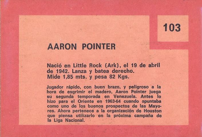 Aaron Pointer  baseball card collectible - Main Image 2