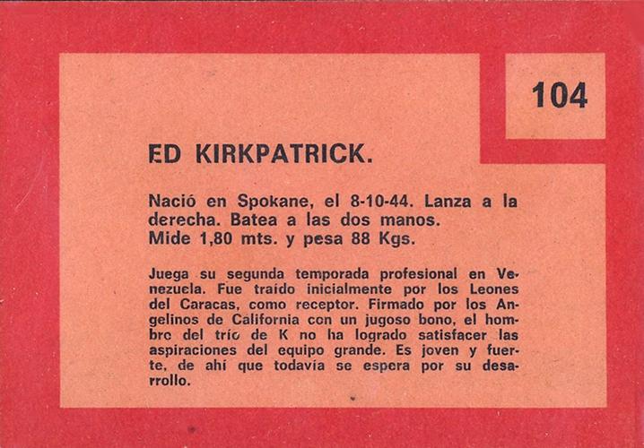 Ed Kirkpatrick  baseball card collectible - Main Image 2