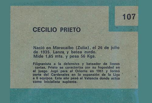 Cecilio Prieto  baseball card collectible - Main Image 2