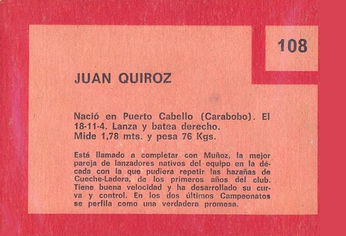 Juan Quiroz  baseball card collectible - Main Image 2