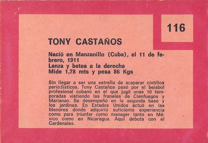 Tony Castaños  baseball card collectible - Main Image 2