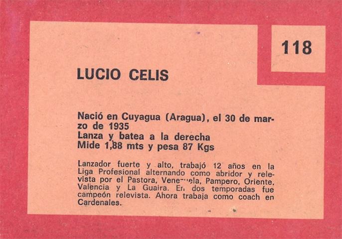 Lucio Celis  baseball card collectible - Main Image 2