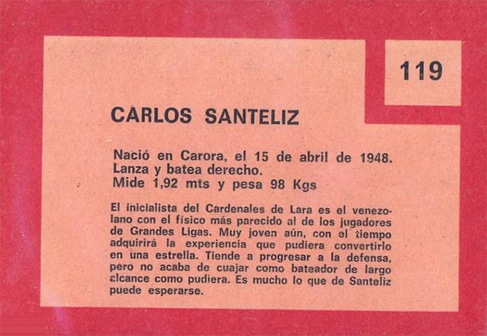 Carlos Santeliz  baseball card collectible - Main Image 2