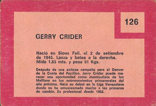 Jerry Crider  baseball card collectible - Main Image 2