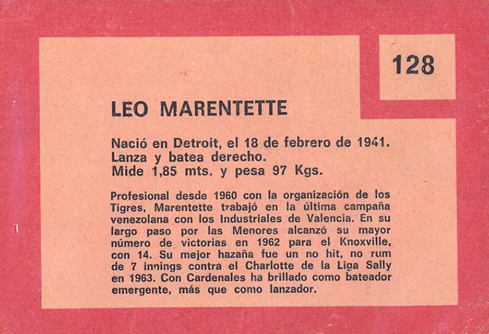 Leo Marentette  baseball card collectible - Main Image 2