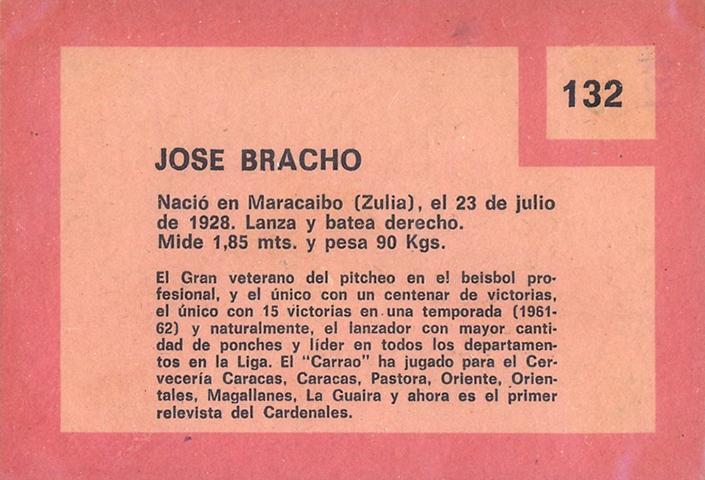 Jose Bracho  baseball card collectible - Main Image 2