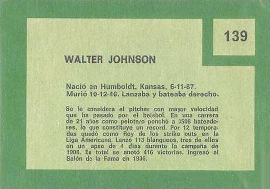 Walter Johnson  baseball card collectible - Main Image 2