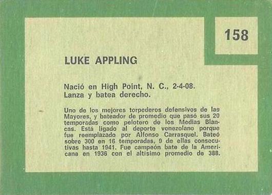 Luke Appling  baseball card collectible - Main Image 2
