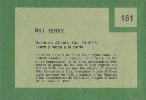 Bill Terry  baseball card collectible - Main Image 2