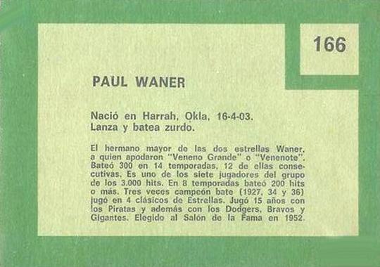 Paul Waner  baseball card collectible - Main Image 2