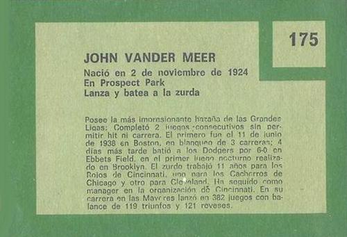 John Vander Meer  baseball card collectible - Main Image 2