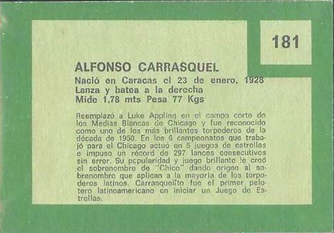 Alfonso Carrasquel  baseball card collectible - Main Image 2