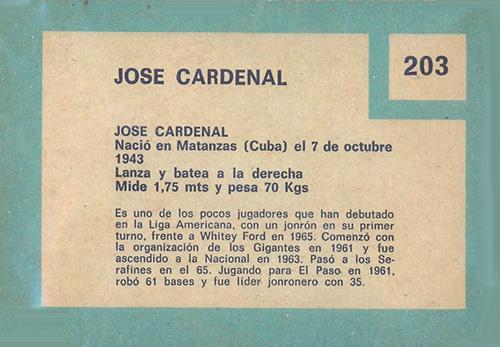 Jose Cardenal  baseball card collectible - Main Image 2