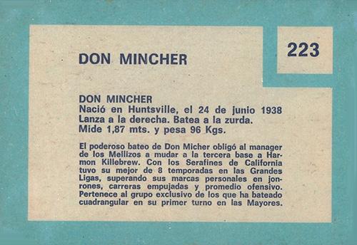 Don Mincher  baseball card collectible - Main Image 2