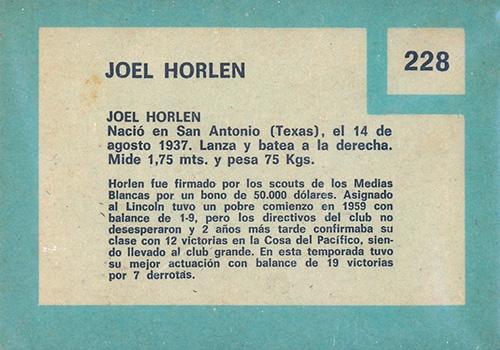 Joel Horlen  baseball card collectible - Main Image 2