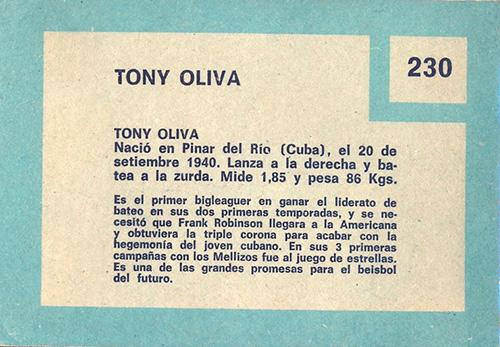 Tony Oliva  baseball card collectible - Main Image 2